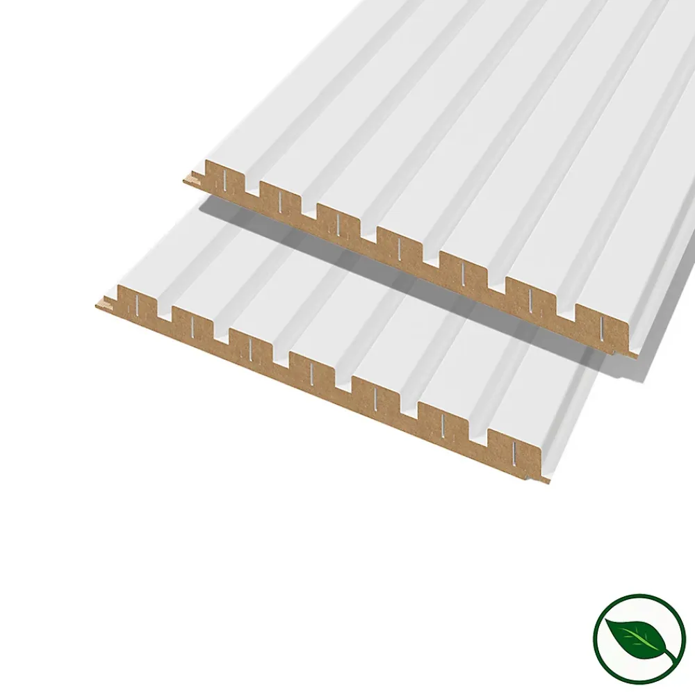 Forestea Panneau Tasseau Bois<Lot de 2 demi panneaux mural décoratif lamelles MDF blanc (à peindre) 1250 x 287 x 20 mm 0,72 M2