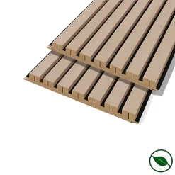 Forestea Panneau Tasseau Bois<Lot de 2 demi panneaux mural décoratif lamelles MDF chêne clair fond noir 1250 x 287 x 20 mm 0,72 M2