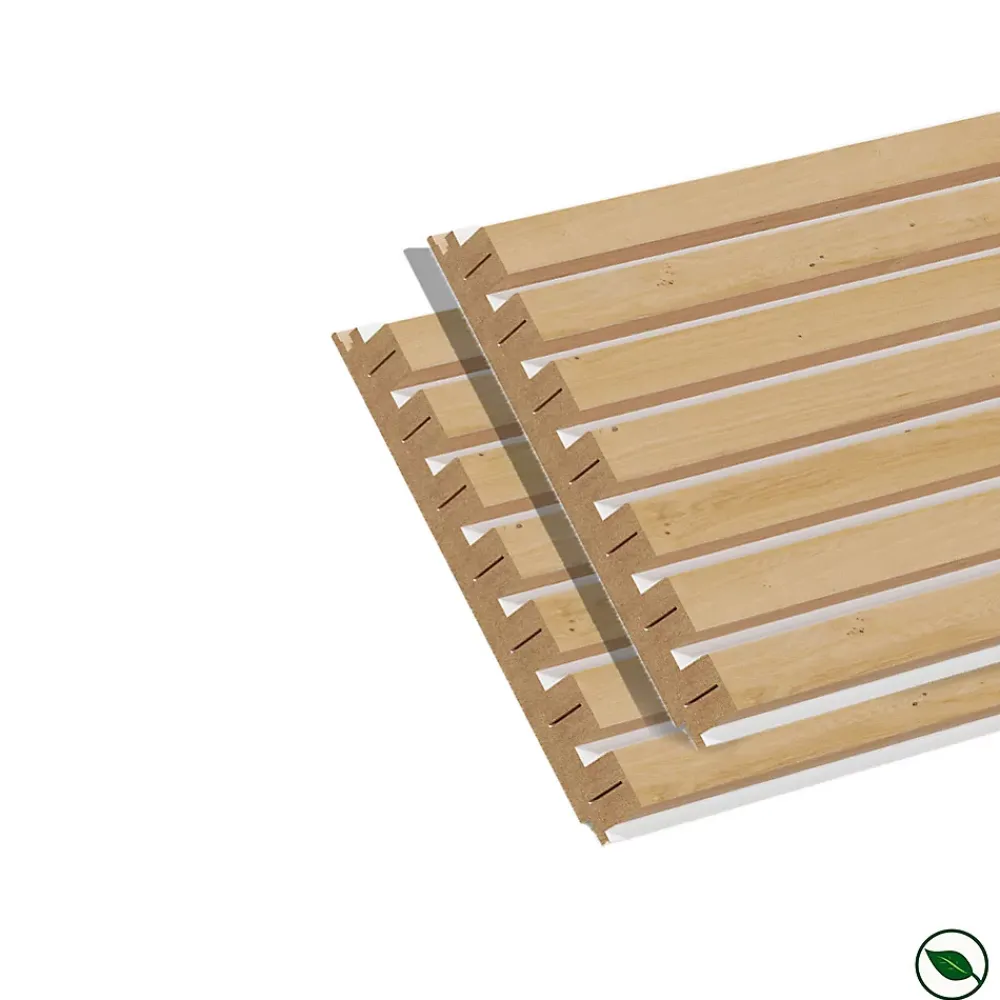 Forestea Lot de 2 demi panneaux tasseaux MDF chêne clair sur fond blanc 1250 x 287 x 20 mm- Panneau Tasseau Bois
