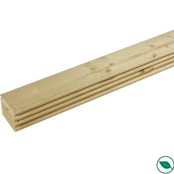 Forestea Lot de 4 lames lames à volet sapin rabotés 2400 x 90 x 26 mm- Tasseau Bois