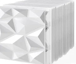 Giantex Lot de 50/100 Panneau Mural Decoratif en Diamant, Panneaux Muraux 3D en PVC, Imperméable & Résistant à Chaleur- Panneau Mural Décoratif