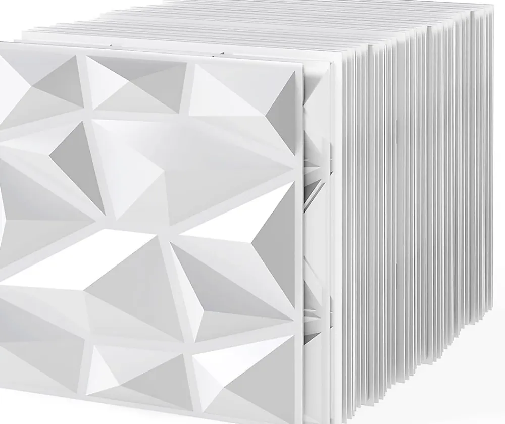 Giantex Lot de 50/100 Panneau Mural Decoratif en Diamant, Panneaux Muraux 3D en PVC, Imperméable & Résistant à Chaleur- Panneau Mural Décoratif