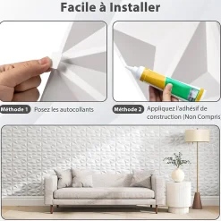 Giantex Lot de 50/100 Panneau Mural Decoratif en Diamant, Panneaux Muraux 3D en PVC, Imperméable & Résistant à Chaleur- Panneau Mural Décoratif