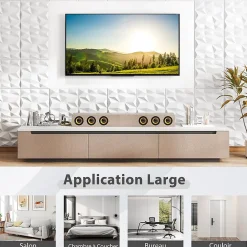 Giantex Lot de 50/100 Panneau Mural Decoratif en Diamant, Panneaux Muraux 3D en PVC, Imperméable & Résistant à Chaleur- Panneau Mural Décoratif