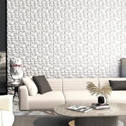 Giantex Lot de 50/100 Panneau Mural Decoratif en Diamant, Panneaux Muraux 3D en PVC, Imperméable & Résistant à Chaleur- Panneau Mural Décoratif