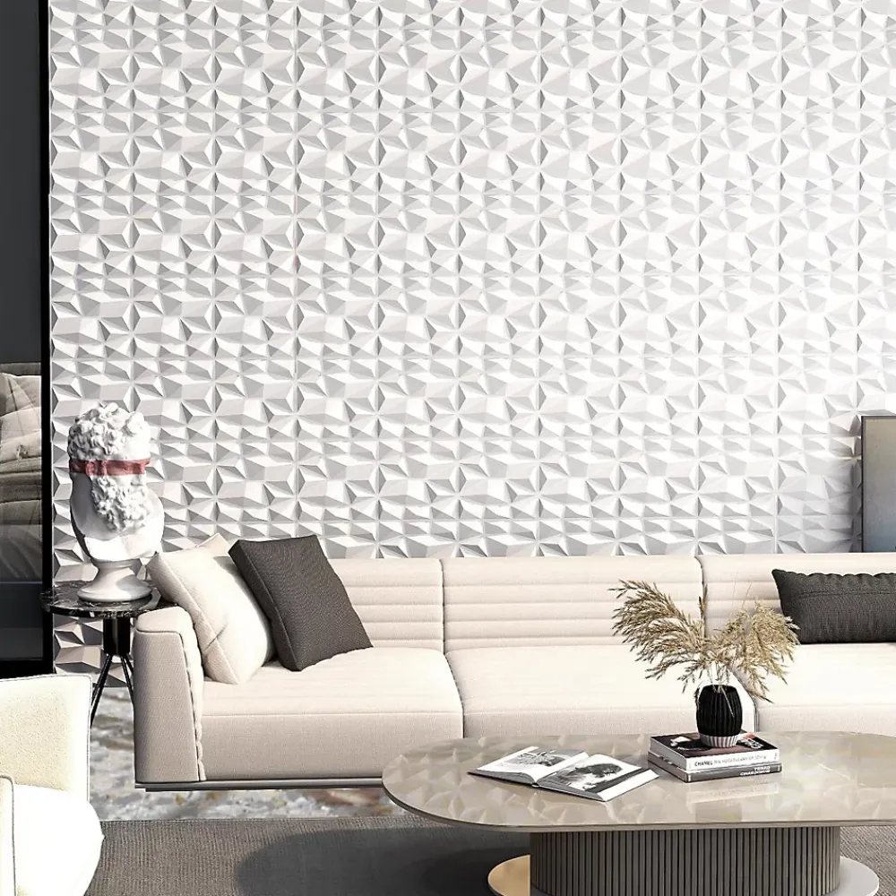 Giantex Lot de 50/100 Panneau Mural Decoratif en Diamant, Panneaux Muraux 3D en PVC, Imperméable & Résistant à Chaleur- Panneau Mural Décoratif