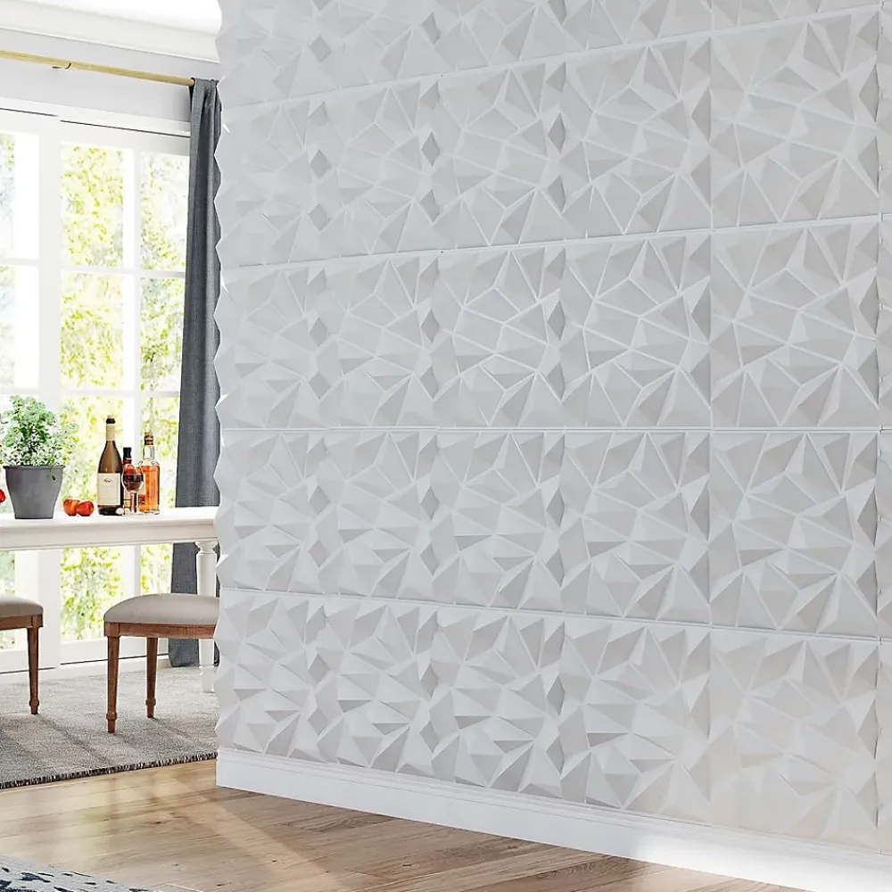 Giantex Panneau Mural Décoratif<Lot de 40 Panneau Mural Decoratif 3D en PVC 50 x 50 CM, Imperméable,Ininflammable, pour Salon, Chambre, Bureau