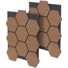 Ml-Design Panneau Tasseau Bois<Lot de 2 panneaux acoustiques hexagonaux 66x81 cm 1m² isolation phonique teck