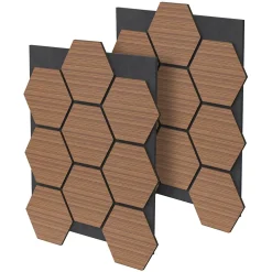 Ml-Design Panneau Tasseau Bois<Lot de 2 panneaux acoustiques hexagonaux 66x81 cm 1m² isolation phonique teck