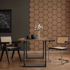 Ml-Design Panneau Tasseau Bois<Lot de 2 panneaux acoustiques hexagonaux 66x81 cm 1m² isolation phonique teck