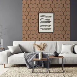 Ml-Design Panneau Tasseau Bois<Lot de 2 panneaux acoustiques hexagonaux 66x81 cm 1m² isolation phonique teck