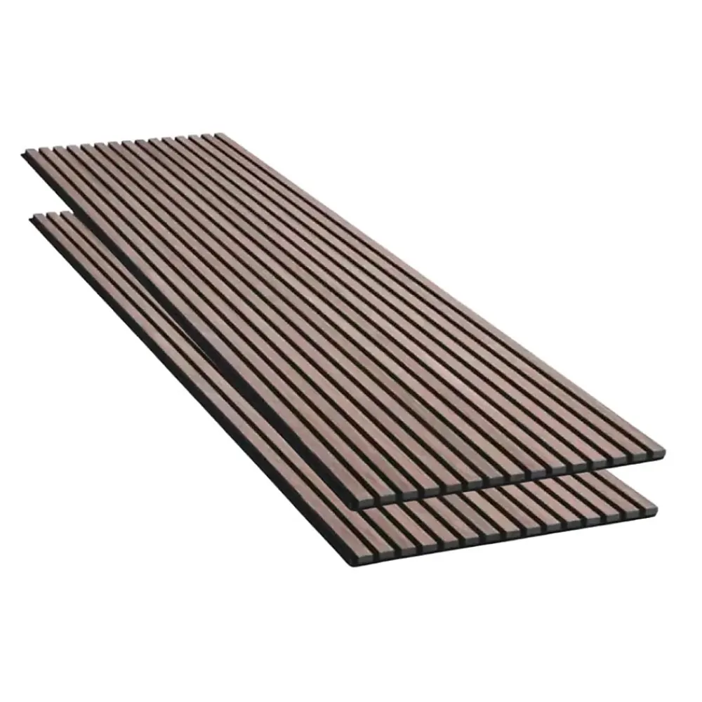 Silamp Panneau Décoratif En Bois<Lot de 2 Panneaux Acoustiques Muraux Bois 240x60x2,2cm - Finition Noyer - Fond Noir -