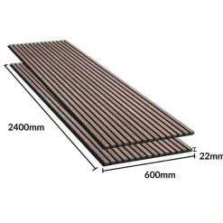Silamp Panneau Décoratif En Bois<Lot de 2 Panneaux Acoustiques Muraux Bois 240x60x2,2cm - Finition Noyer - Fond Noir -