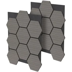 Ml-Design Lot de 2 panneaux acoustiques hexagonaux 66x81 cm 1m² isolation phonique gris- Panneau Tasseau Bois