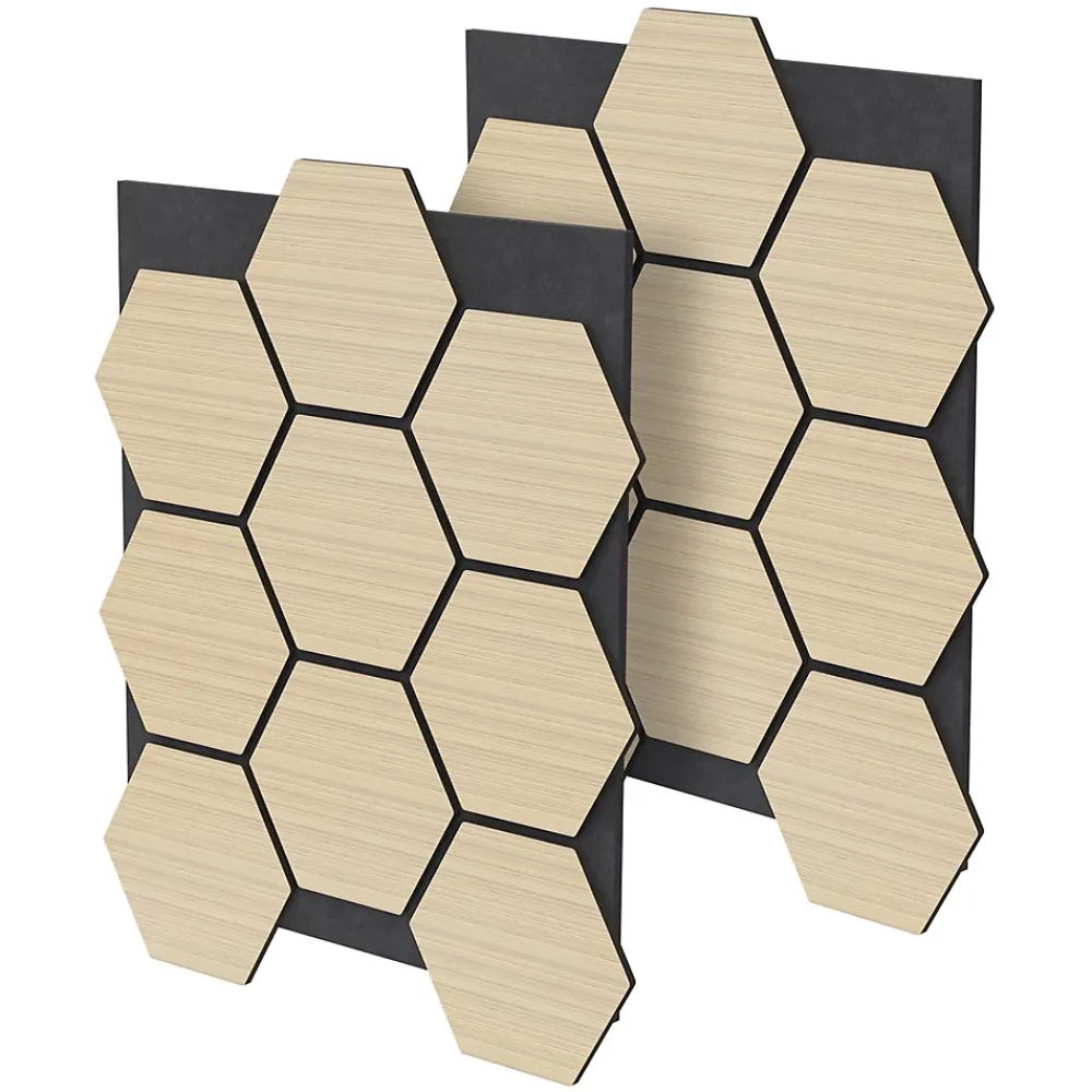Ml-Design Panneau Tasseau Bois<Lot de 2 panneaux acoustiques hexagonaux 66x81 cm 1m² isolation phonique chêne