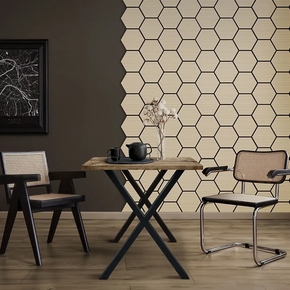 Ml-Design Panneau Tasseau Bois<Lot de 2 panneaux acoustiques hexagonaux 66x81 cm 1m² isolation phonique chêne
