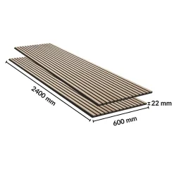 Silamp Panneau Décoratif En Bois<Lot de 2 Panneaux Acoustiques Muraux Bois 240x60x2,2cm - Chêne Blanc avec Fond Noir -