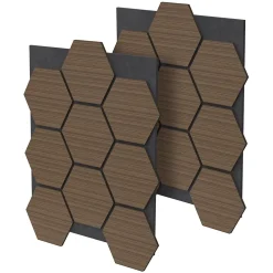 Ml-Design Panneau Tasseau Bois<Lot de 2 panneaux acoustiques hexagonaux 66x81 cm 1m² isolation phonique marron