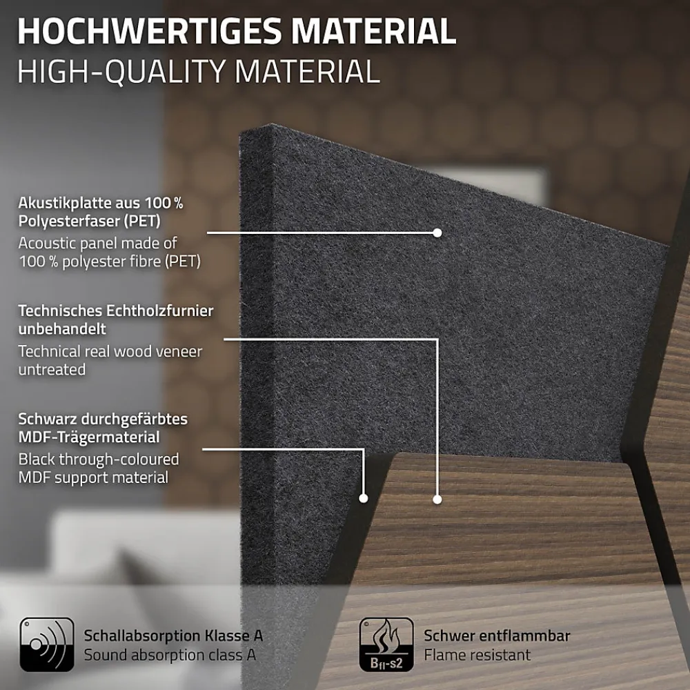 Ml-Design Panneau Tasseau Bois<Lot de 2 panneaux acoustiques hexagonaux 66x81 cm 1m² isolation phonique marron