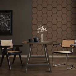 Ml-Design Panneau Tasseau Bois<Lot de 2 panneaux acoustiques hexagonaux 66x81 cm 1m² isolation phonique marron