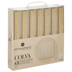 Atmosphera Créateur D'Intérieur Lot de 3 panneaux décoratifs Colva beige fond gris 30x30cm - Atmosphera- Panneau Tasseau Bois