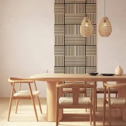 Atmosphera Créateur D'Intérieur Lot de 3 panneaux décoratifs Colva beige fond noir 30x30cm - Atmosphera- Panneau Tasseau Bois