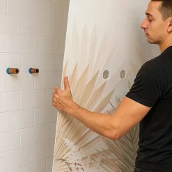 99Deco Panneau Mural De Salle De Bains<Lot de 2 panneaux de douche en PVC (90x220 & 120x220 cm) + profilés blanc - Motif végétal - Beige - Gaïa