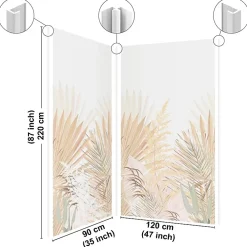 99Deco Panneau Mural De Salle De Bains<Lot de 2 panneaux de douche en PVC (90x220 & 120x220 cm) + profilés blanc - Motif végétal - Beige - Gaïa