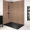 99Deco Panneau Mural De Salle De Bains<Lot de 2 panneaux de douche en PVC (90x220 & 120x220 cm) + profilés noir - effet bois - Japandi - Marron et noir