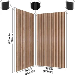 99Deco Panneau Mural De Salle De Bains<Lot de 2 panneaux de douche en PVC (90x220 & 120x220 cm) + profilés noir - effet bois - Japandi - Marron et noir
