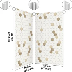 99Deco Panneau Mural De Salle De Bains<Lot de 2 panneaux de douche en PVC (90x220 & 120x220 cm) + profilés blanc - Charme - Hexa Bois - Marron