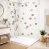 99Deco Lot de 2 panneaux de douche en aluminium (90x220 & 120x220 cm) + profilés blanc - Hexa Bois - Marron- Panneau Mural De Salle De Bains