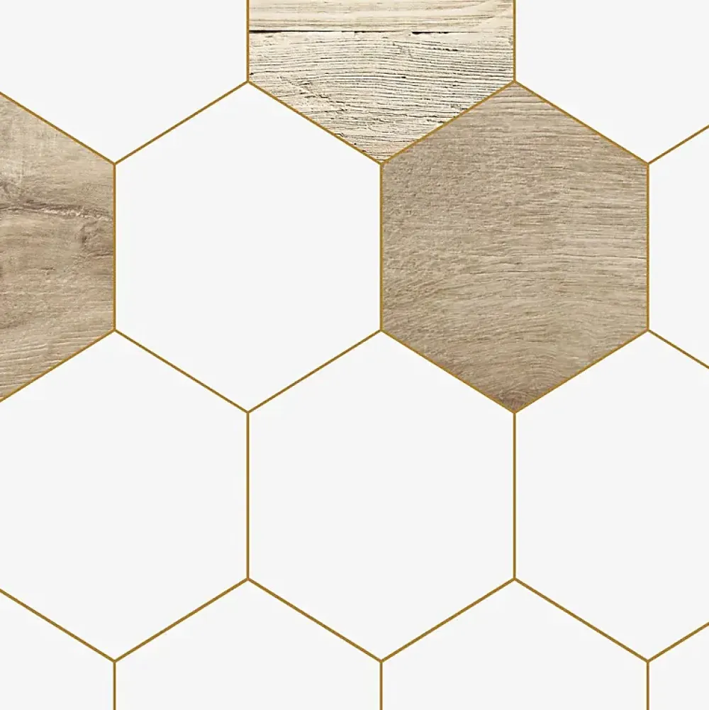 99Deco Lot de 2 panneaux de douche en aluminium (90x220 & 120x220 cm) + profilés blanc - Hexa Bois - Marron- Panneau Mural De Salle De Bains