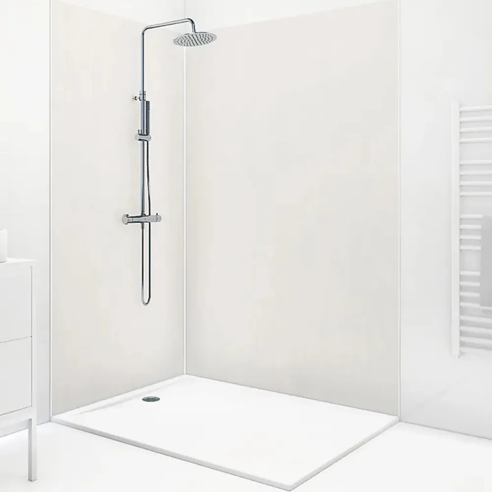 99Deco Panneau Mural De Salle De Bains<Lot de 2 panneaux de douche en PVC (90x220 & 120x220 cm) + profilés blanc - Pierre Claire - Gris
