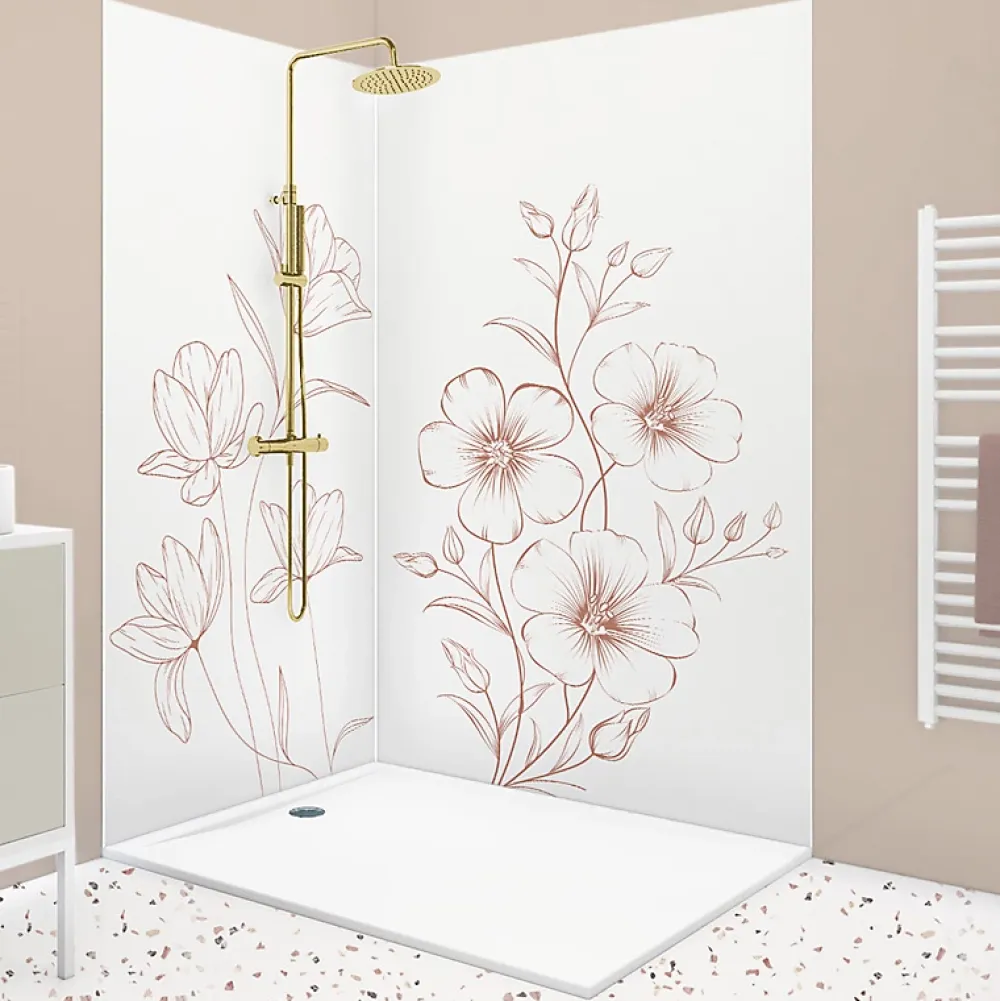 99Deco Lot de 2 panneaux de douche en aluminium (90x220 & 120x220 cm) + profilés blanc - Charme - Blanc- Panneau Mural De Salle De Bains