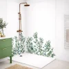99Deco Lot de 2 panneaux de douche en aluminium (90x220 & 120x220 cm) + profilés blanc - Eucalyptus in Rain - Multicolore- Panneau Mural De Salle De Bains