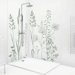 99Deco Lot de 2 panneaux de douche en PVC (90x220 & 120x220 cm) + profilés blanc - Vegetalist - Vert- Panneau Mural De Salle De Bains