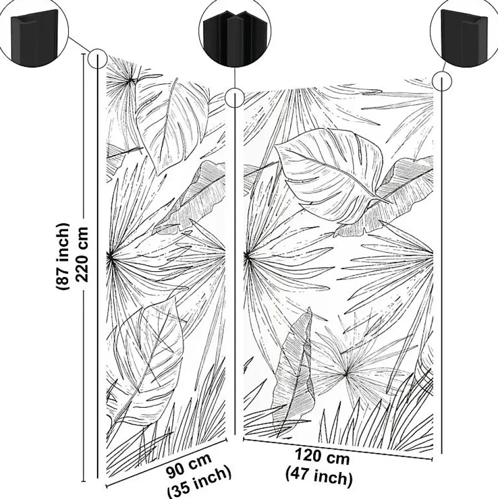 99Deco Lot de 2 panneaux de douche en PVC (90x220 & 120x220 cm) + profilés noir - Lamnar - Noir- Panneau Mural De Salle De Bains