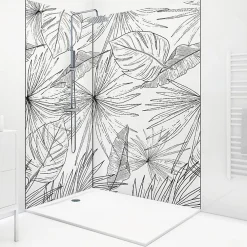 99Deco Lot de 2 panneaux de douche en PVC (90x220 & 120x220 cm) + profilés noir - Lamnar - Noir- Panneau Mural De Salle De Bains