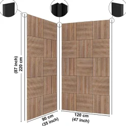 99Deco Panneau Mural De Salle De Bains<Lot de 2 panneaux de douche en aluminium (90x220 & 120x220 cm) + profilés noir - Wabi Sabi - Marron et nor