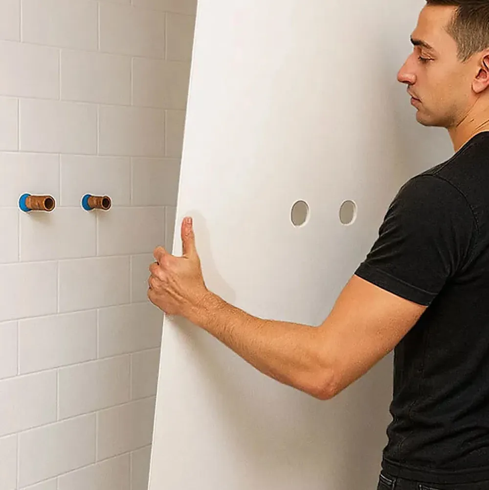 99Deco Lot de 2 panneaux de douche en PVC (90x220 & 120x220 cm) + profilés blanc - Essentiel - Blanc- Panneau Mural De Salle De Bains