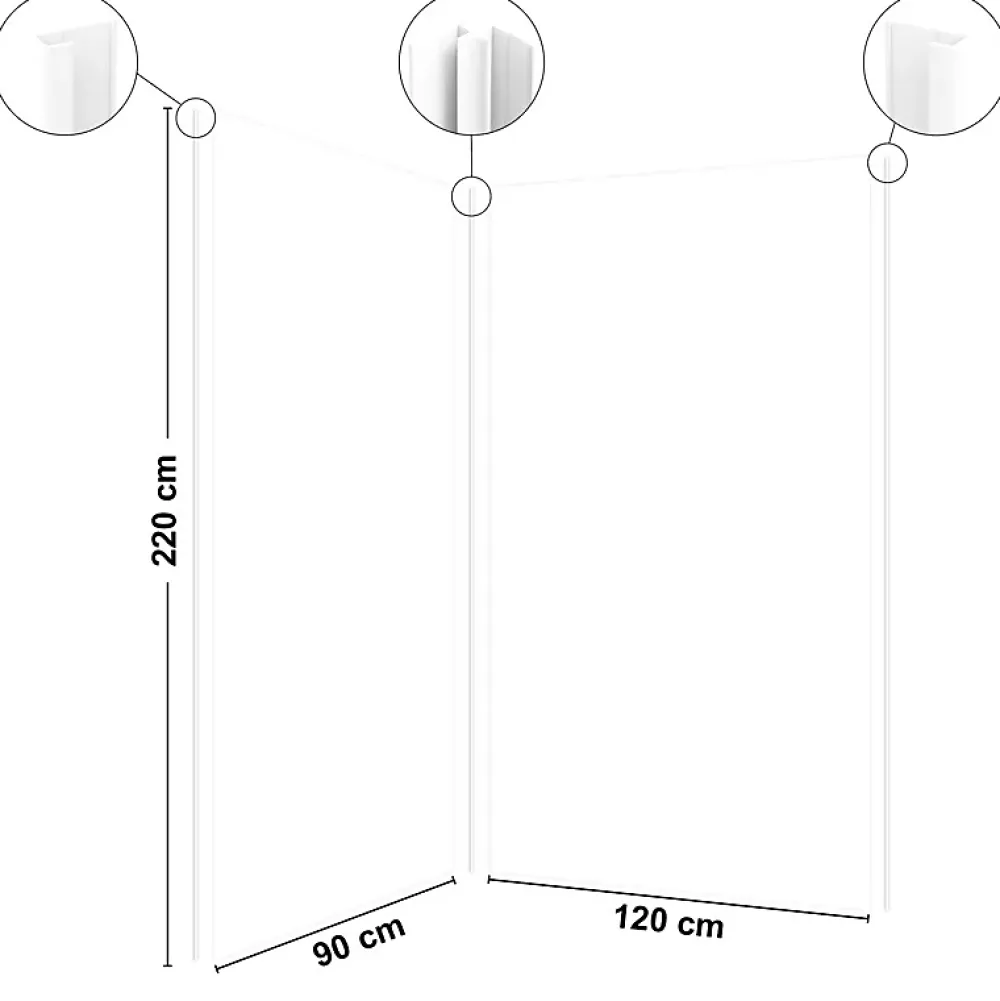 99Deco Lot de 2 panneaux de douche en PVC (90x220 & 120x220 cm) + profilés blanc - Essentiel - Blanc- Panneau Mural De Salle De Bains
