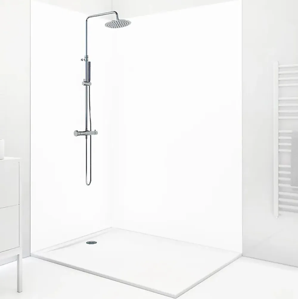 99Deco Lot de 2 panneaux de douche en PVC (90x220 & 120x220 cm) + profilés blanc - Essentiel - Blanc- Panneau Mural De Salle De Bains