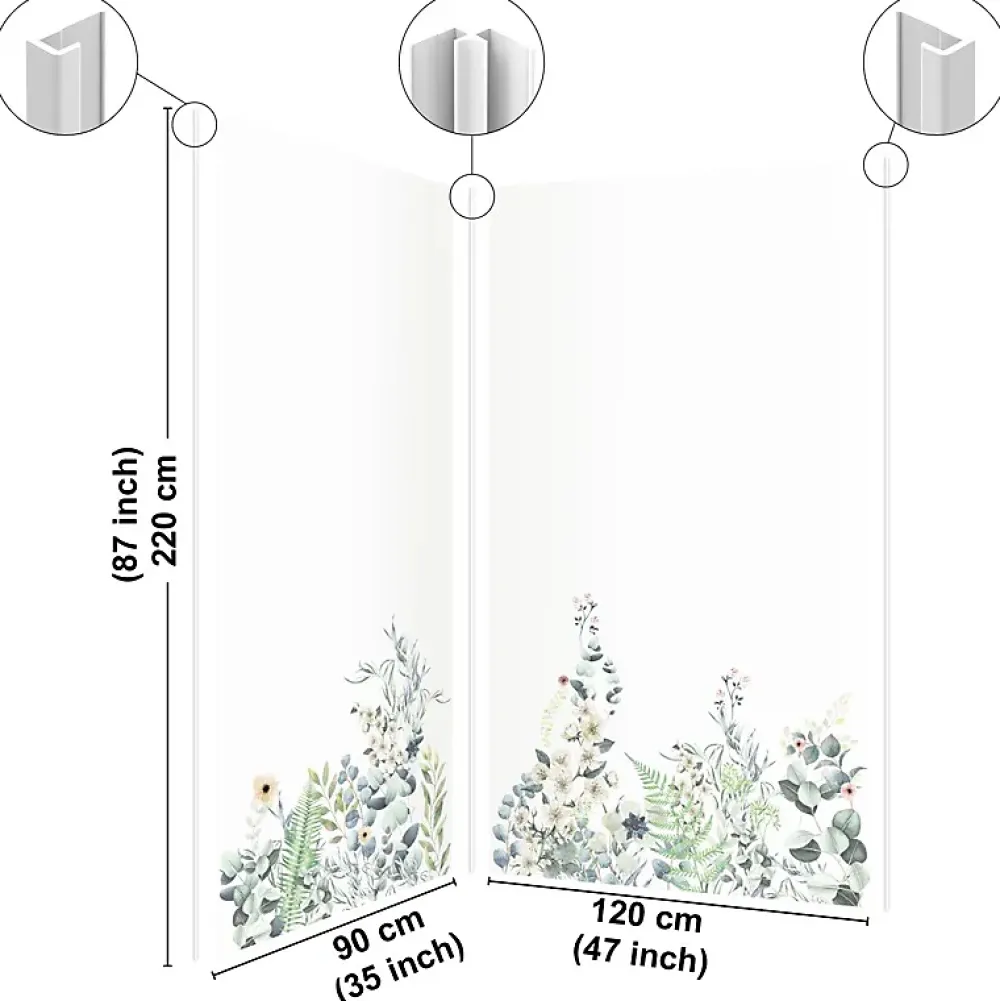 99Deco Panneau Mural De Salle De Bains<Lot de 2 panneaux de douche en aluminium (90x220 & 120x220 cm) + profilés blanc - Flowers in Rain - Multicolore