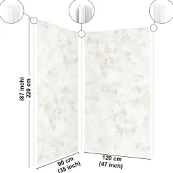 99Deco Lot de 2 panneaux de douche en aluminium (90x220 & 120x220 cm) + profilés blanc - New Trashwall - Marron- Panneau Mural De Salle De Bains