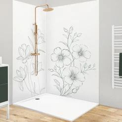 99Deco Lot de 2 panneaux de douche en PVC (90x220 & 120x220 cm) + profilés blanc - Charme - Vert- Panneau Mural De Salle De Bains