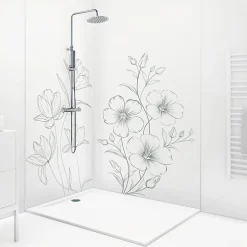 99Deco Lot de 2 panneaux de douche en PVC (90x220 & 120x220 cm) + profilés blanc - Charme - Vert- Panneau Mural De Salle De Bains