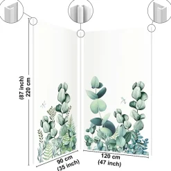 99Deco Panneau Mural De Salle De Bains<Lot de 2 panneaux de douche en PVC (90x220 & 120x220 cm) + profilés blanc - Motif végétal - Vert et Blanc - Quiétude