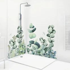 99Deco Panneau Mural De Salle De Bains<Lot de 2 panneaux de douche en PVC (90x220 & 120x220 cm) + profilés blanc - Motif végétal - Vert et Blanc - Quiétude
