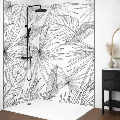 99Deco Panneau Mural De Salle De Bains<Lot de 2 panneaux de douche en aluminium (90x220 & 120x220 cm) + profilés noir - Lamnar - Noir